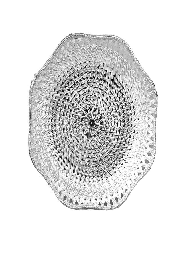 SAI PRASEEDA Decorative Non Metallic Silver Finish Serving Thalis (18 x 18 x 3 cm)-Pack of 6 |Traditional Seer Plates for Return Gifts, Pooja, Festivals, Weddings & Home Décor SMLSLVRT-2 - Image 3