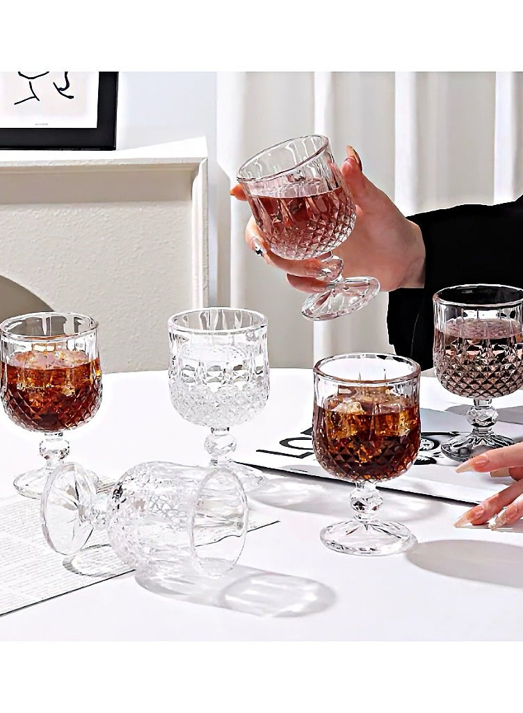 YUFAN 6pcs 50ml Vintage Diamond-Cut Glass Goblet Set， Butterfly Goblet/Diamond Goblet, White Wine Glass, Liquor Glass, Mini Shot Glass, Creative Vintage Engraved Glass, Mini Fruit Wine Glass, Exquisite Stemmed Dessert Wine Glass, Aesthetic Shot Glass，Elegant Transparent Cups with Sturdy Base for Parties, Dining & Home Decor - Image 2