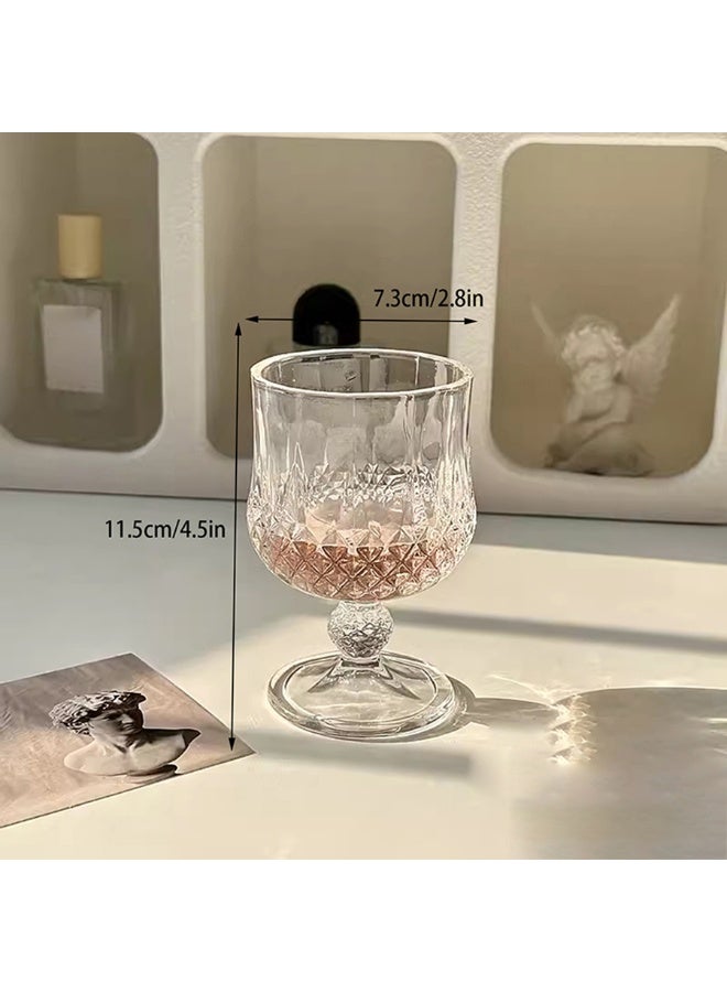 YUFAN 6pcs 50ml Vintage Diamond-Cut Glass Goblet Set， Butterfly Goblet/Diamond Goblet, White Wine Glass, Liquor Glass, Mini Shot Glass, Creative Vintage Engraved Glass, Mini Fruit Wine Glass, Exquisite Stemmed Dessert Wine Glass, Aesthetic Shot Glass，Elegant Transparent Cups with Sturdy Base for Parties, Dining & Home Decor - Image 3