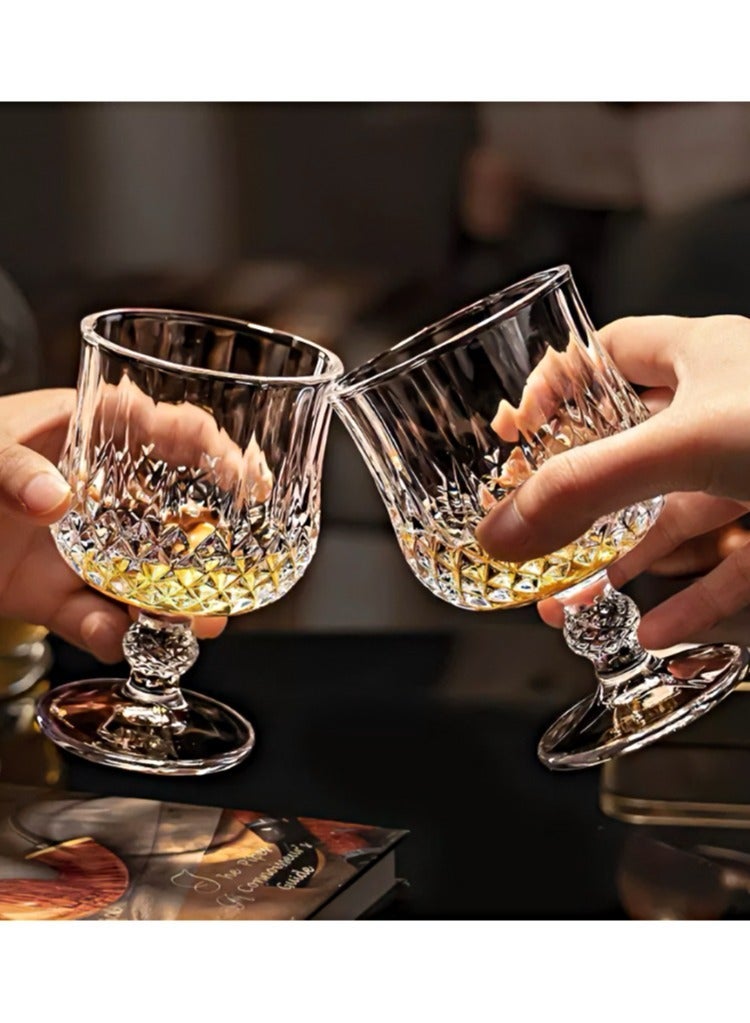 YUFAN 6pcs 50ml Vintage Diamond-Cut Glass Goblet Set， Butterfly Goblet/Diamond Goblet, White Wine Glass, Liquor Glass, Mini Shot Glass, Creative Vintage Engraved Glass, Mini Fruit Wine Glass, Exquisite Stemmed Dessert Wine Glass, Aesthetic Shot Glass，Elegant Transparent Cups with Sturdy Base for Parties, Dining & Home Decor - Image 4