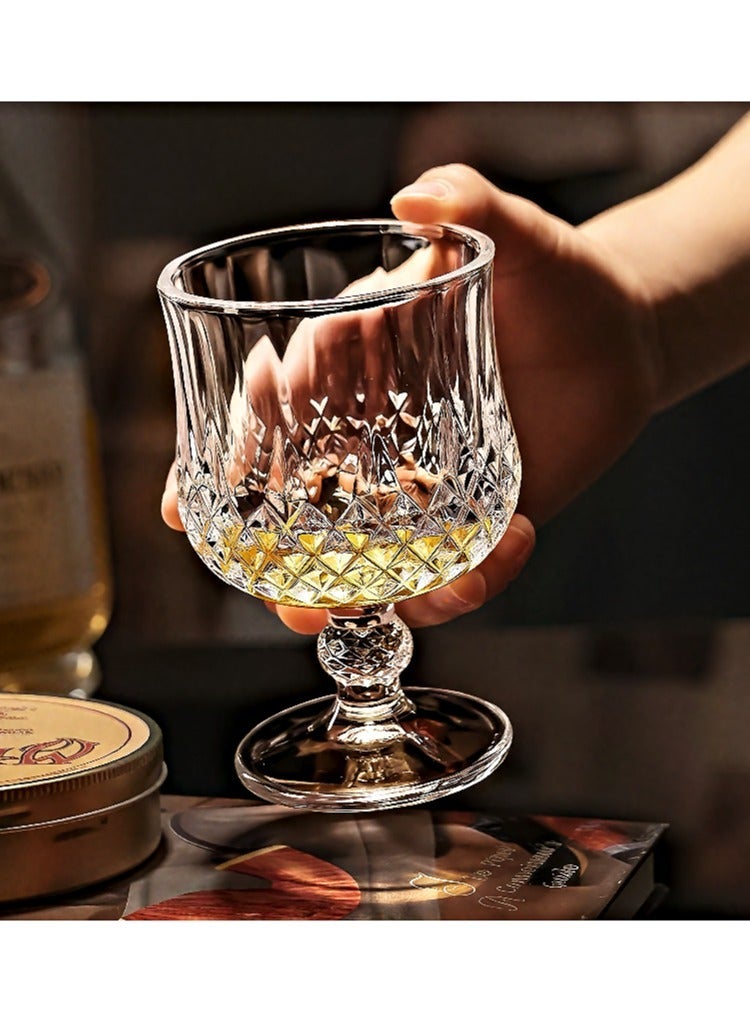 YUFAN 6pcs 50ml Vintage Diamond-Cut Glass Goblet Set， Butterfly Goblet/Diamond Goblet, White Wine Glass, Liquor Glass, Mini Shot Glass, Creative Vintage Engraved Glass, Mini Fruit Wine Glass, Exquisite Stemmed Dessert Wine Glass, Aesthetic Shot Glass，Elegant Transparent Cups with Sturdy Base for Parties, Dining & Home Decor - Image 5