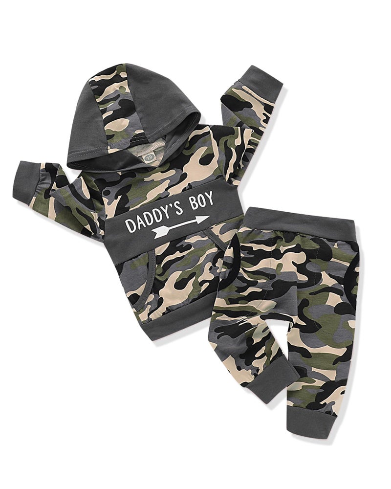 Saeaby 12-18 Month Baby Boy Clothes Fall Infant Camo Outfit Cute Graphic Hoodie Camoflage Pant Winter Clothing Sweat Suit Set 1 Year Old Boy Outfit - Image 1