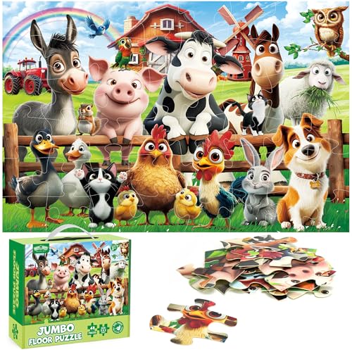 BenBen Floor Puzzles for Kids 48 Piece 2 x 3 feet Farm Animals Puzzles for Kids Ages 46 Large Jigsaw Puzzles for Toddlers Birthday Gift for Girls Boys - Image 1