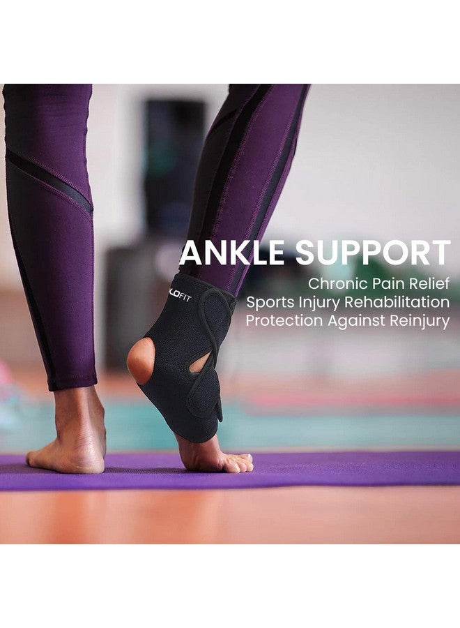 Boldfit Premium Ankle Support Compression Brace For Injuries, Ankle Protection Guard Helpful In Pain Relief And Recovery. Ankle Band For Men & Women Neoprene Black - 1Pcs, Free Size