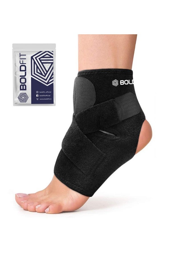 Boldfit Premium Ankle Support Compression Brace For Injuries, Ankle Protection Guard Helpful In Pain Relief And Recovery. Ankle Band For Men & Women Neoprene Black - 1Pcs, Free Size