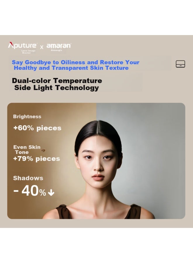 Amaran Verge Led Fill Light For Photography And Portable Studio Light With Adjustable Color Temperature For Indoor And Outdoor Use, Beauty Light For And Desktop, Charcoa - Image 2