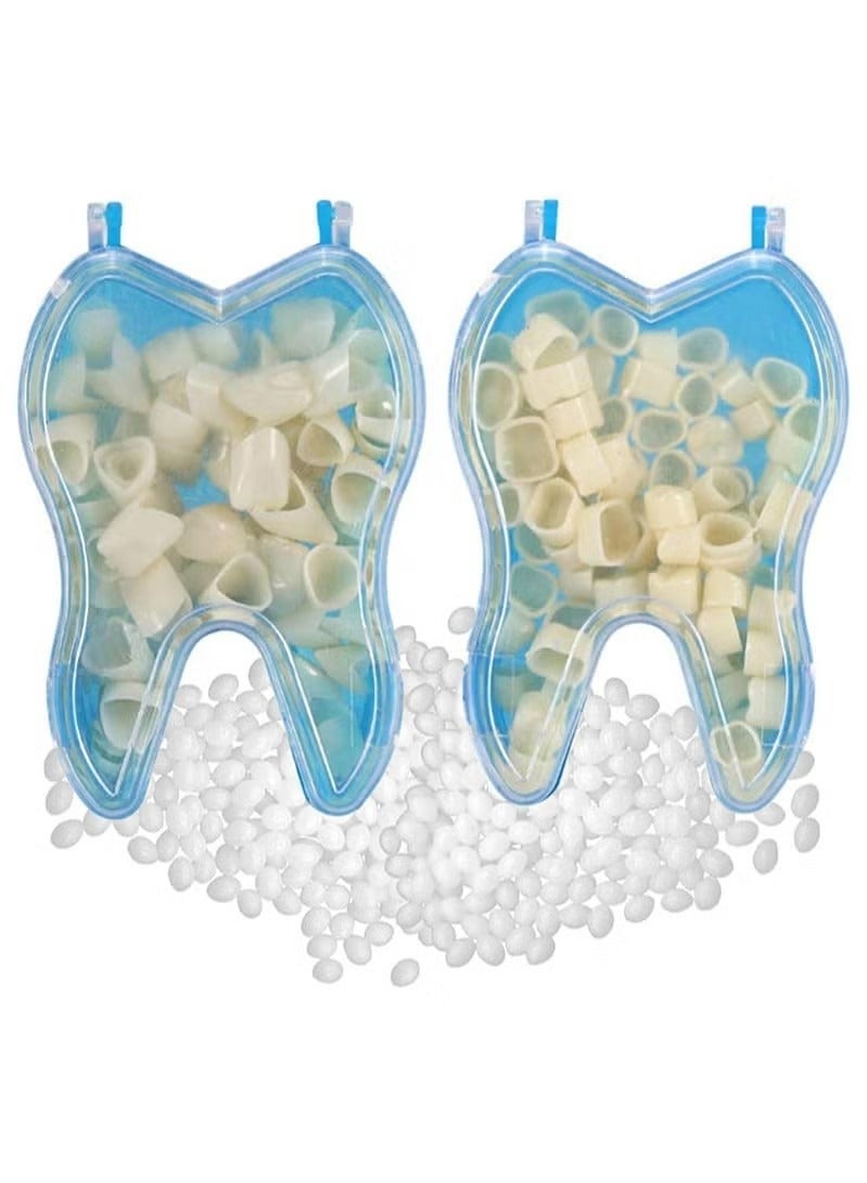 Generic Dental Temporary Tooth Cap Crown Veneers Front Back Anterior and Molar Posterior Teeth with Tooth Repair Thermal Beads Cap Filler for Missing Broken Teeth (50 Pcs Front Teeth and 50 Pcs Back Teeth) - Image 1