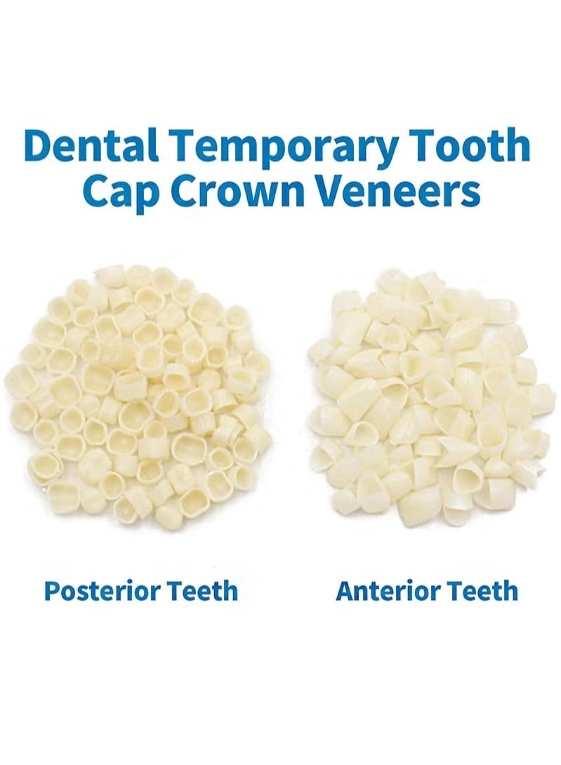 Generic Dental Temporary Tooth Cap Crown Veneers Front Back Anterior and Molar Posterior Teeth with Tooth Repair Thermal Beads Cap Filler for Missing Broken Teeth (50 Pcs Front Teeth and 50 Pcs Back Teeth) - Image 2