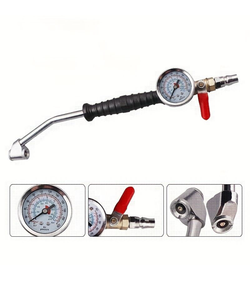 Heavy Duty Dual Head Tire Inflator Gun PSI KPa Metal Air Chuck - Image 2