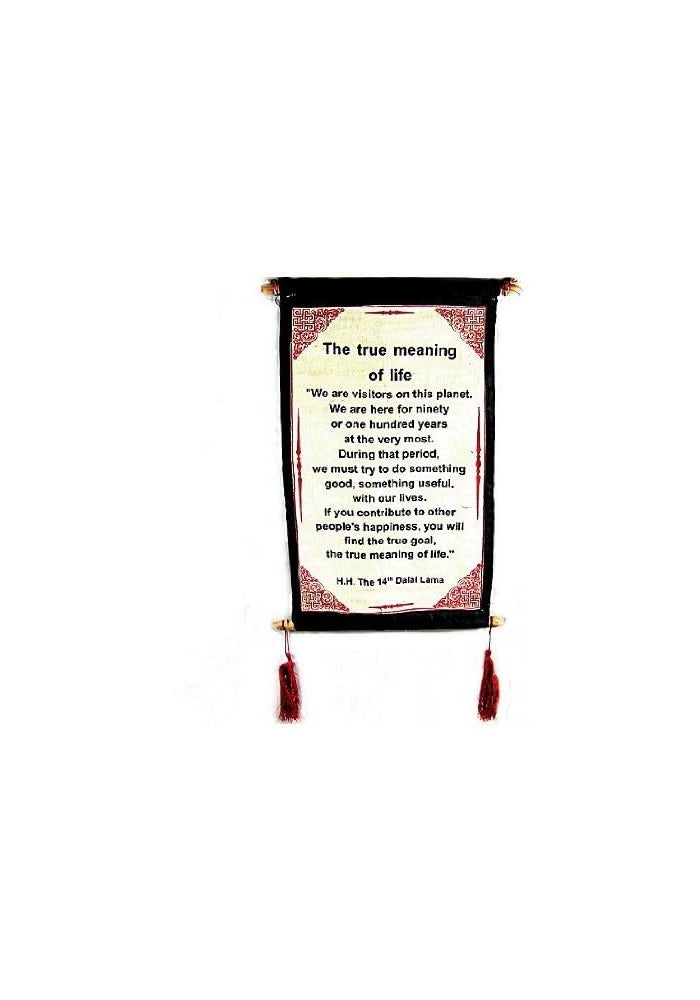 Hands Of Tibet Dalai Lama Quotes Cotton Canvas Scroll - The True Meaning of Life - Image 1