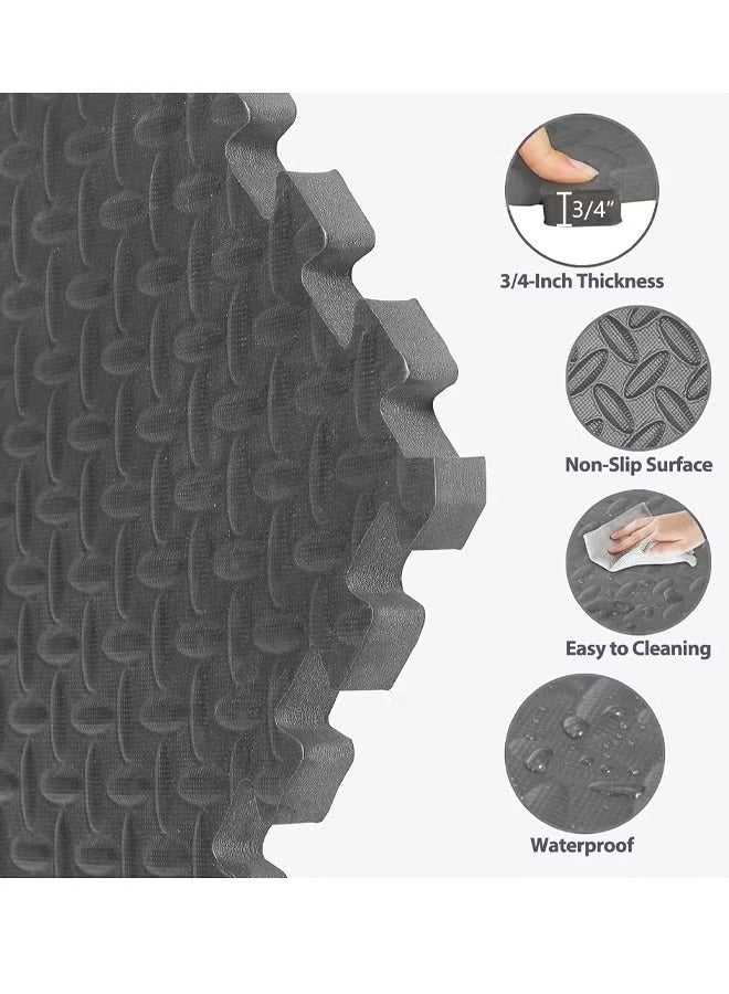 Aissiora Gym Flooring for Home Gym Interlocking Exercise Mat Tiles for Home Gym Exercise EVA Foam Floor Padding with Border for Workout Equipment Floor Padding for Kids Baby Play Mat - Image 5