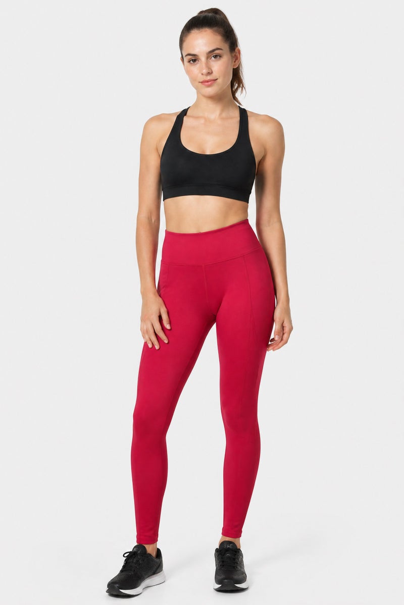 Reebok Women Sportswear Fit Training Leggings, Dark Burgundy - Image 3