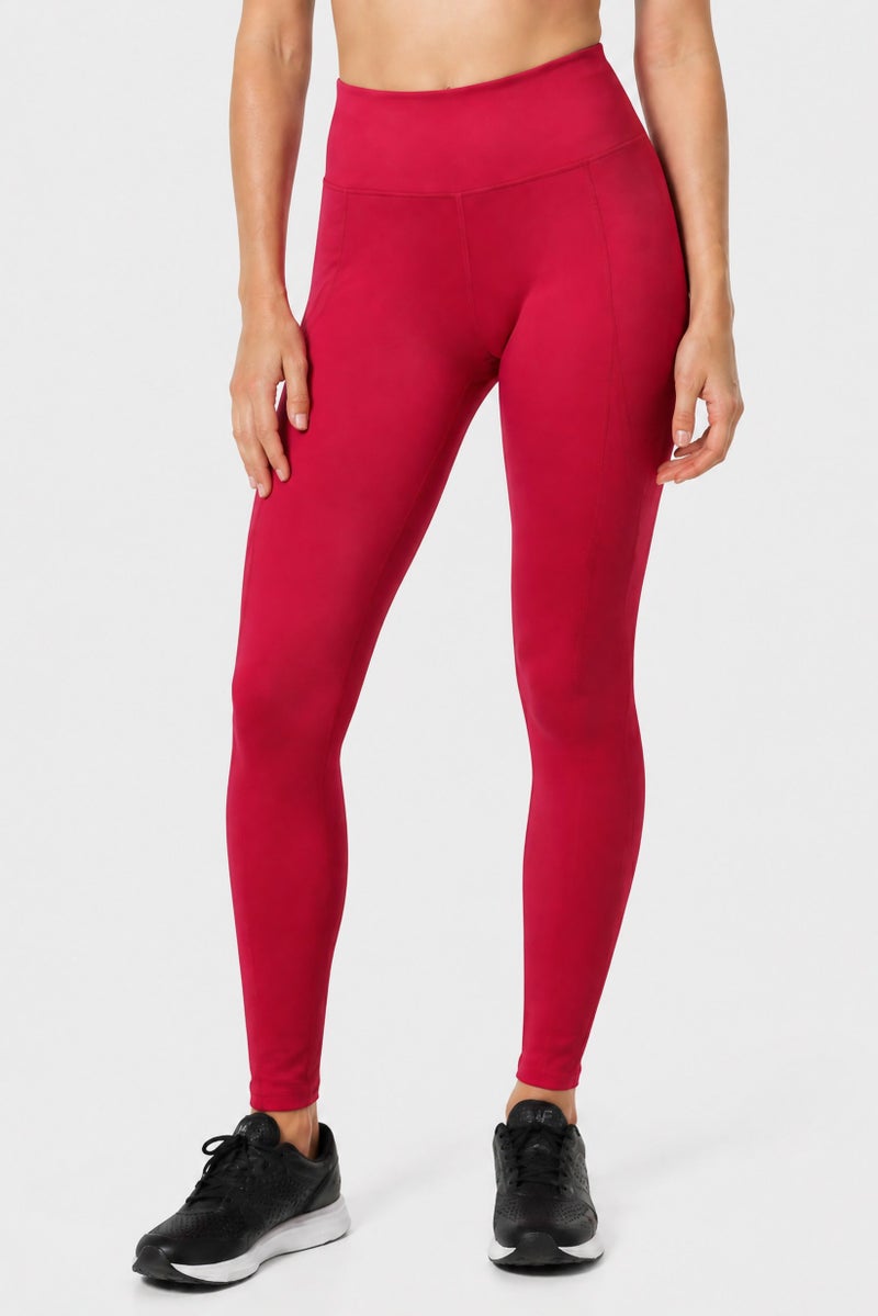 Reebok Women Sportswear Fit Training Leggings, Dark Burgundy - Image 1