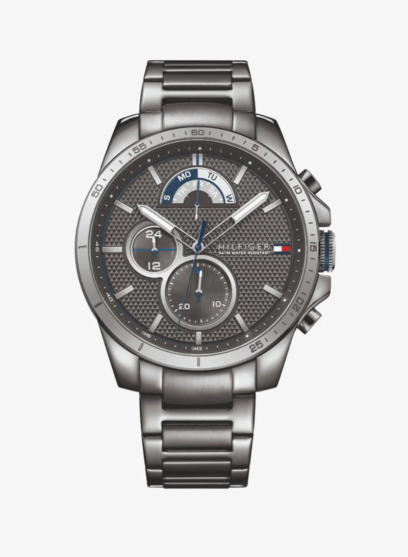 Men's Multifunction Watch, Grey Dial, Grey Stainless Steel Strap