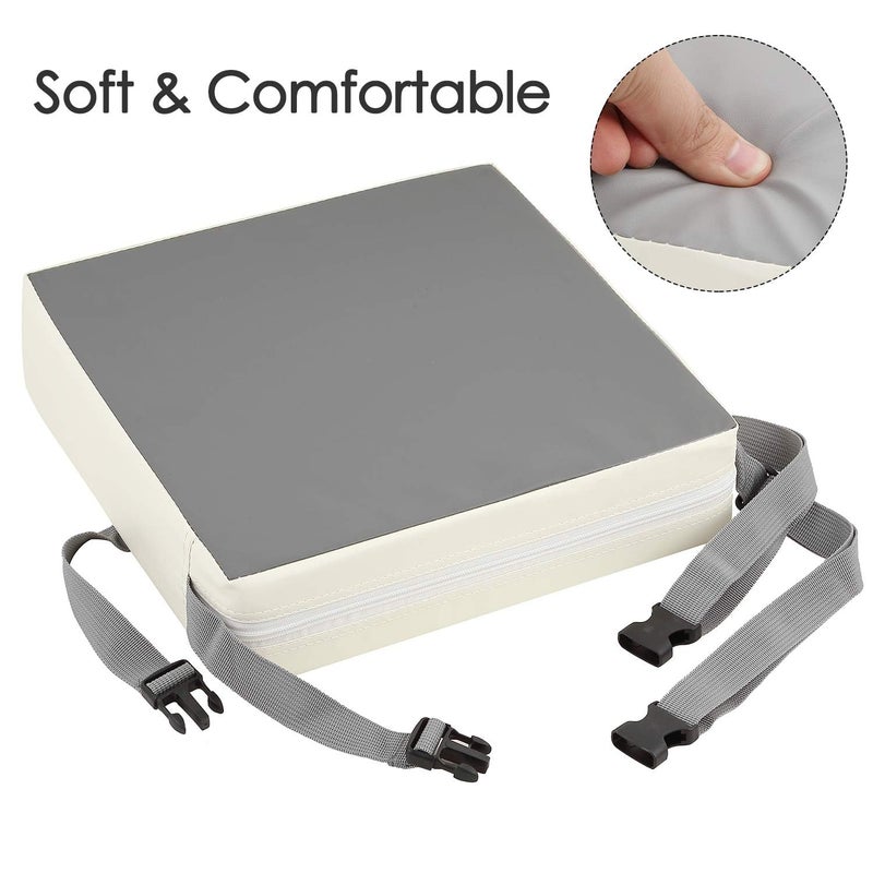 CAVWVTYU Booster Seat for Kitchen Chair - PU Waterproof Toddler Booster for Dining Table, Portable Travel Increasing Cushion for Kid (Grey) - Image 3