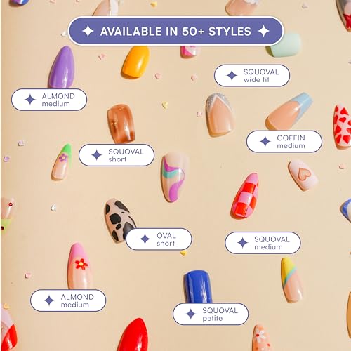 Gush Beauty Press On Nails | Reusable Nail Extensions | Artificial Fake Nails Set | For women (Beige Dream - Short Coffin) - Image 5