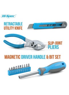 Hi-Spec 17Pc Blue Beginner Tool Kit Set & Metal Box. Complete Real Hand Tools For Diy Starters & Kids  - Image 2