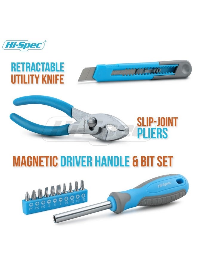 Hi-Spec 17Pc Blue Beginner Tool Kit Set & Metal Box. Complete Real Hand Tools For Diy Starters & Kids - Image 2