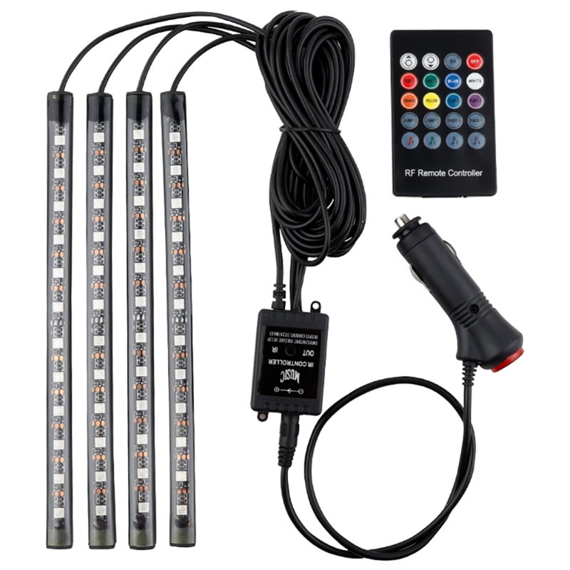 ضوء شريط سيارة LED: ألوان RGB متعددة، مادة ABS مقاومة للماء IP67، تحكم صوتي وبوابة تحكم - أضواء داخلية للسيارة قابلة للربط والتشغيل فورًا لمنطقة المقصورة في السيارة، وحفلات المنزل، وتزيين خزانات التلفزيون - Image 1
