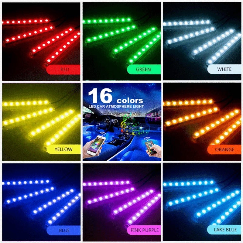 ضوء شريط سيارة LED: ألوان RGB متعددة، مادة ABS مقاومة للماء IP67، تحكم صوتي وبوابة تحكم - أضواء داخلية للسيارة قابلة للربط والتشغيل فورًا لمنطقة المقصورة في السيارة، وحفلات المنزل، وتزيين خزانات التلفزيون - Image 3