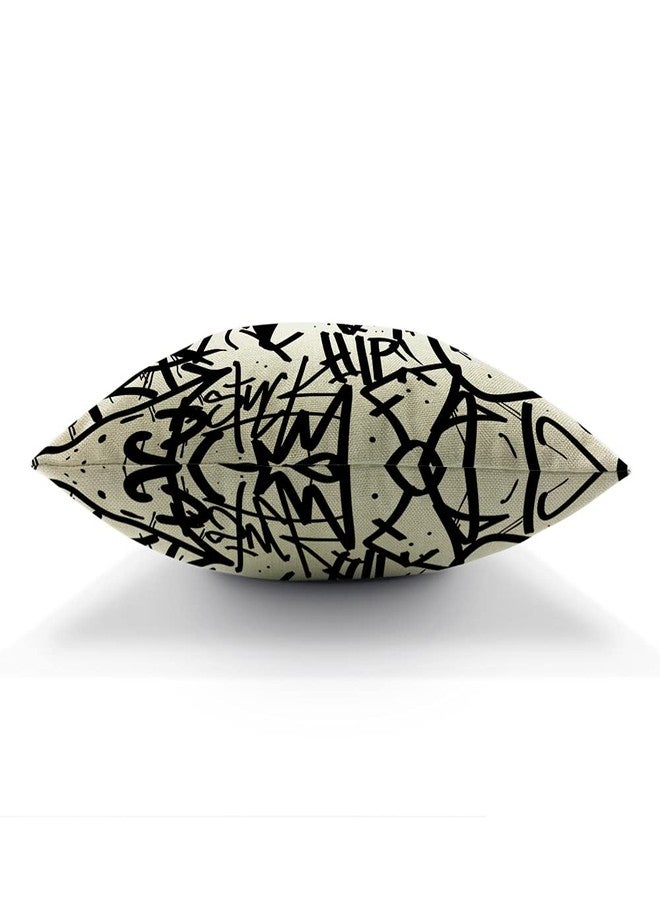 غطاء وسادة AOYEGO Graffiti Line Throw Pillow Cover بتصميم إبداعي فني من حبر Doodle الكلاسيكي أحادي اللون مقاس 18 × 18 بوصة وسادة مربعة مزخرفة من القطن والكتان للمنزل والأريكة والسرير - Image 5
