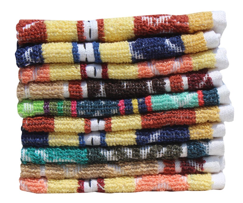 Mandhania Cotton Face Towel (Set of 10, Multicolour) - Image 1