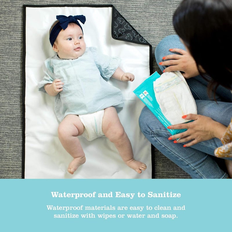 J.L. Childress Disney Baby by J.L. Childress Full Body Portable Changing Pad for Babies - Diaper Changing Mat for Travel, Baby Accessory Essentials, Wipeable & Water-Resistant, Foldable & Compact- Mickey Mouse Black - Image 3
