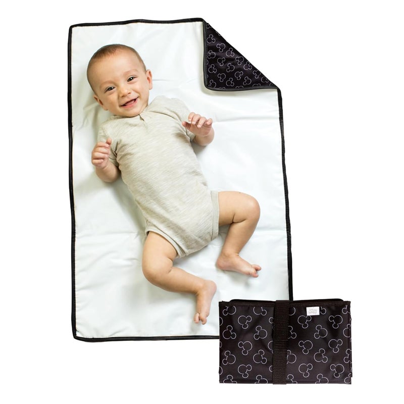 J.L. Childress Disney Baby by J.L. Childress Full Body Portable Changing Pad for Babies - Diaper Changing Mat for Travel, Baby Accessory Essentials, Wipeable & Water-Resistant, Foldable & Compact- Mickey Mouse Black - Image 1