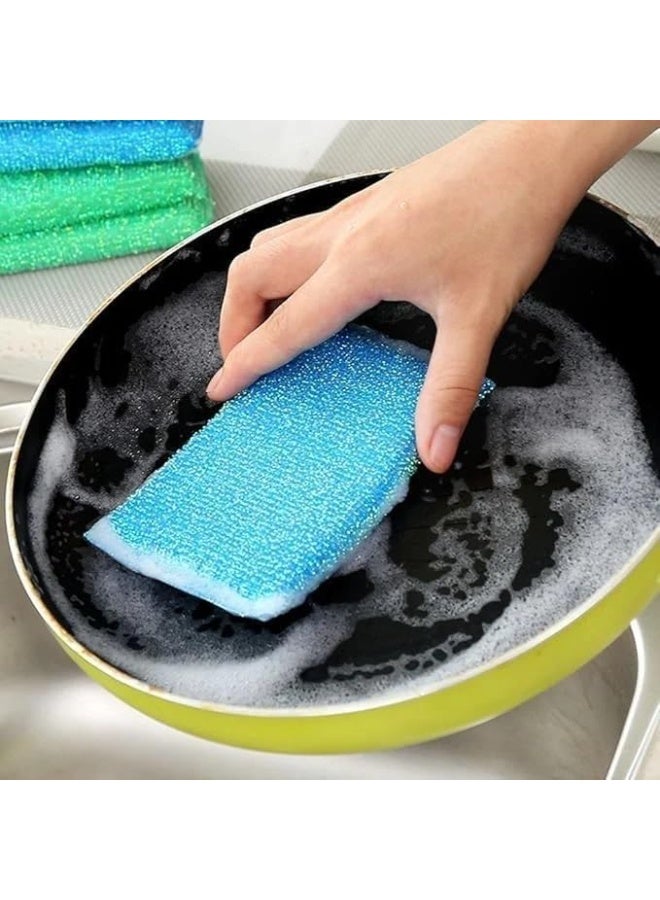مجموعة أدوات تنظيف المطبخ 4 قطع – 2 كرة من الفولاذ المقاوم للصدأ و2 إسفنجة ملونة متعددة الاستخدامات لتنظيف القدور، المقالي، الأطباق والأسطح المطبخية - Image 2