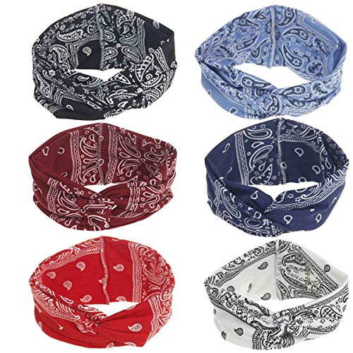 QIMOSHI 6 Packs Headbands for Women Cotton Knotted Yoga Sport Workout Fashion Hair Bands Headwrap - Image 1