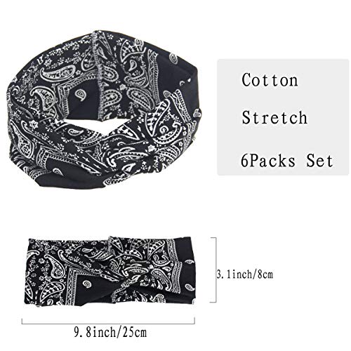 QIMOSHI 6 Packs Headbands for Women Cotton Knotted Yoga Sport Workout Fashion Hair Bands Headwrap - Image 3