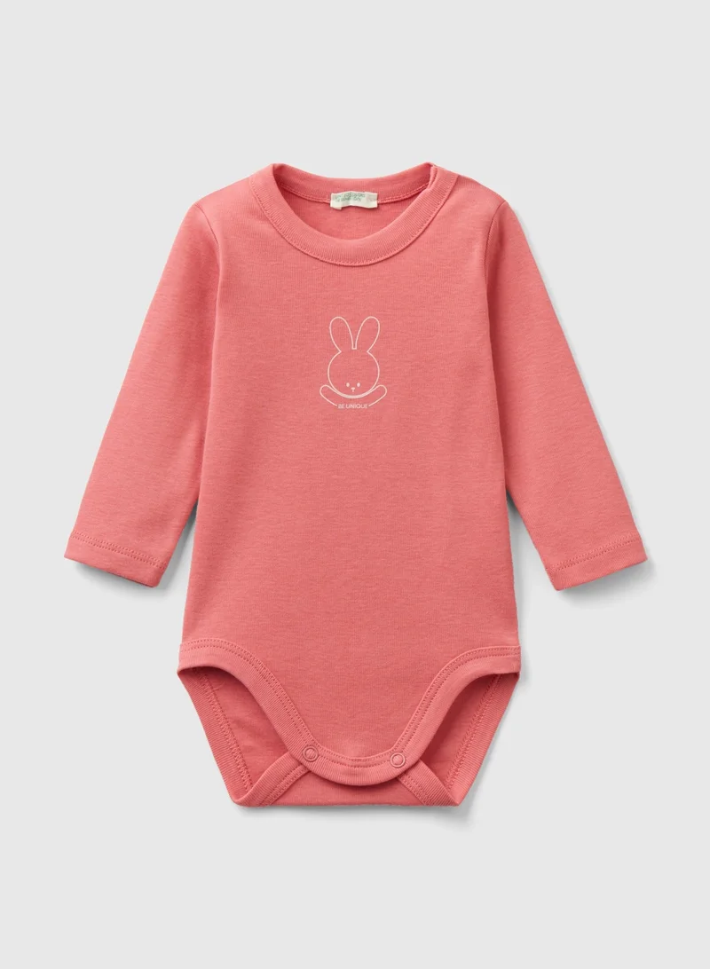 UNITED COLORS OF BENETTON Long Sleeve Bodysuit In Organic Cotton