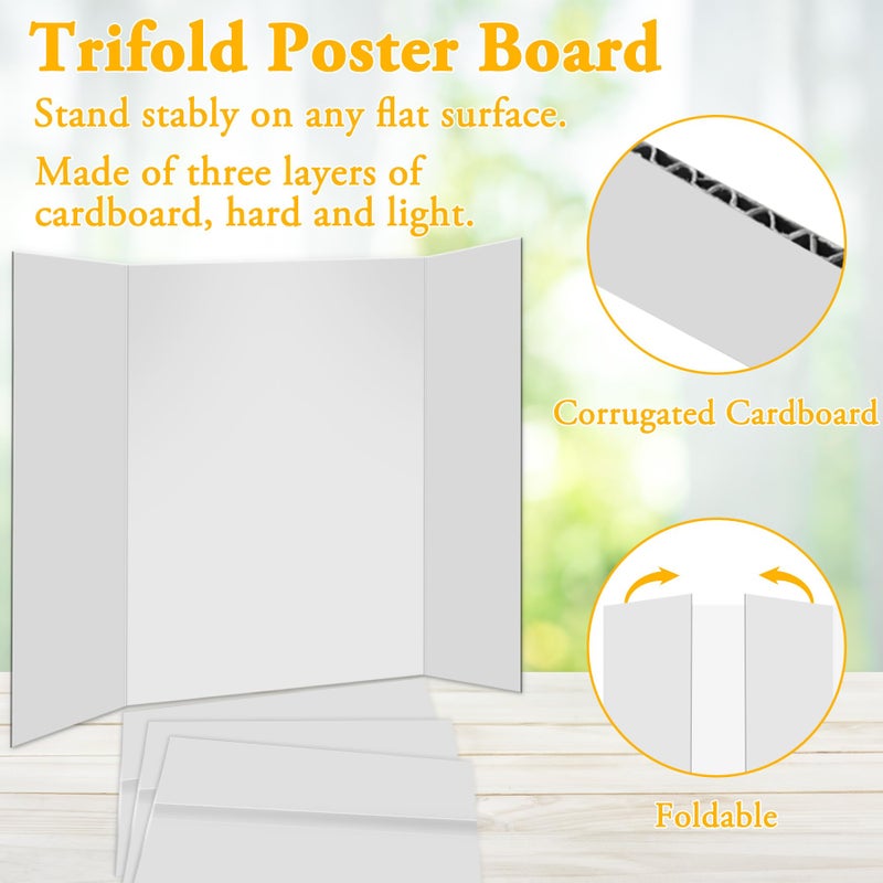 AKONEGE 3Pcs Small Trifold Poster Board, 21 x 14 inches White Tri Fold Poster Boards Corrugated Presentation Board Science Fair Display Boards for School Fun Projects, Exhibitions and Business - Image 4