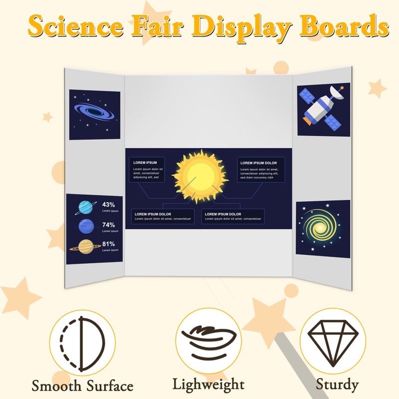 AKONEGE 3Pcs Small Trifold Poster Board, 21 x 14 inches White Tri Fold Poster Boards Corrugated Presentation Board Science Fair Display Boards for School Fun Projects, Exhibitions and Business - Image 5