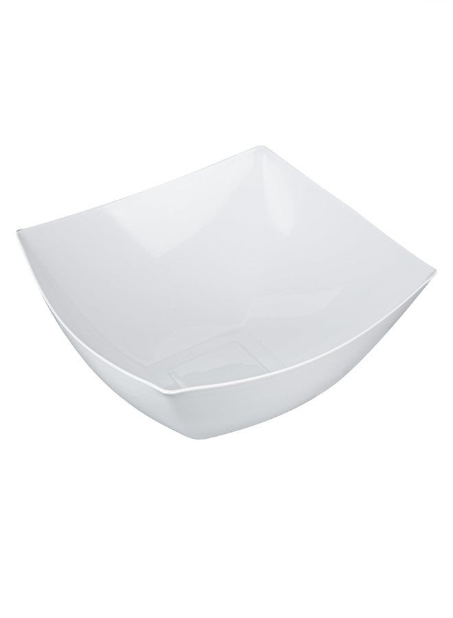 Restaurantware Moderna 64 Ounce Fancy Plastic Bowls 10 Square Disposable Salad Bowls - Durable Heavy-duty White Plastic Bowls For Warm And Cold Foods - Image 2