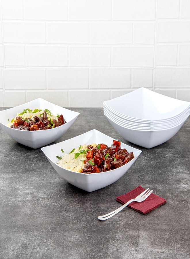 Restaurantware Moderna 64 Ounce Fancy Plastic Bowls 10 Square Disposable Salad Bowls - Durable Heavy-duty White Plastic Bowls For Warm And Cold Foods - Image 3