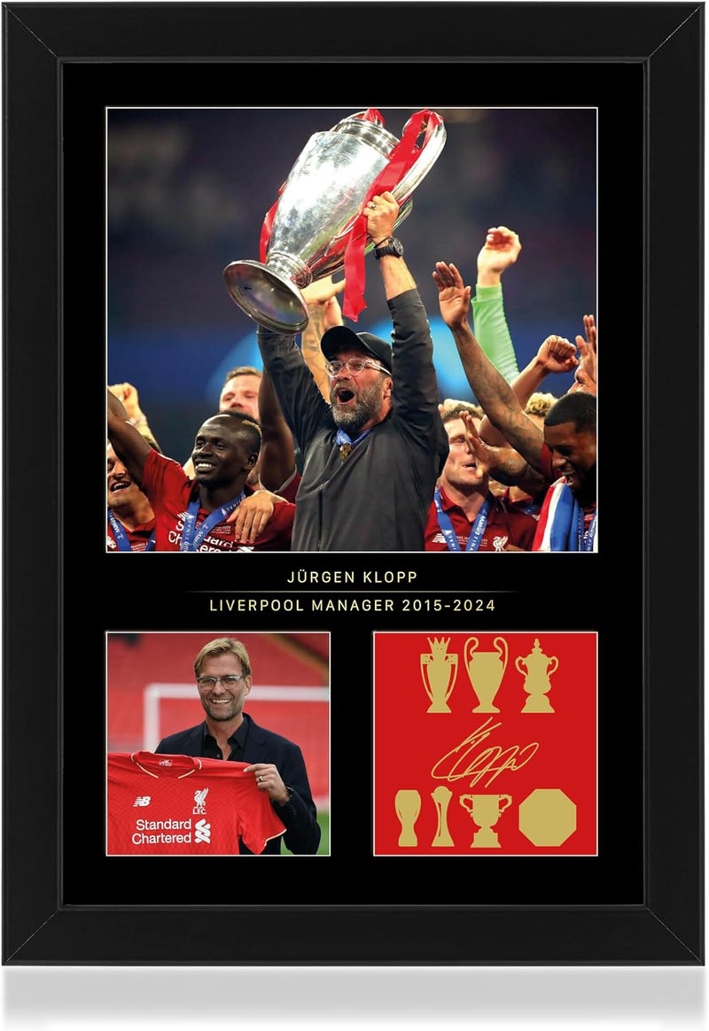 Win FC Jurgen Klopp A4 Framed Photo Display - Reproduced Digital Signature - Gift For Liverpool Fans - Image 1
