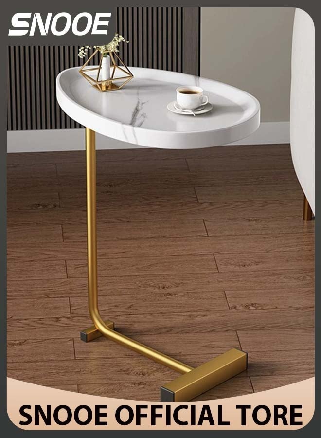 Snooe Coffee Table,Sofa Side Table,Double Layer C Shaped Square side table on wheels,coffee table for living room sofa,Suitable for study, living room, bedroom - Image 1