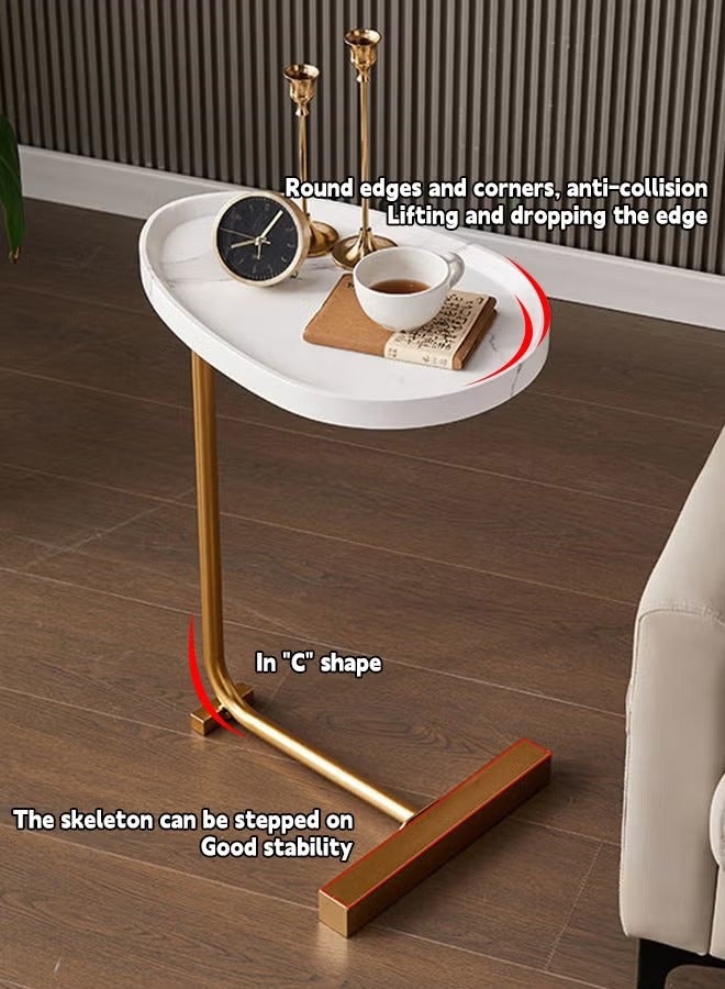 Snooe Coffee Table,Sofa Side Table,Double Layer C Shaped Square side table on wheels,coffee table for living room sofa,Suitable for study, living room, bedroom - Image 2