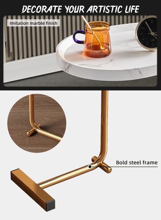 Snooe Coffee Table,Sofa Side Table,Double Layer C Shaped Square side table on wheels,coffee table for living room sofa,Suitable for study, living room, bedroom - Image 3
