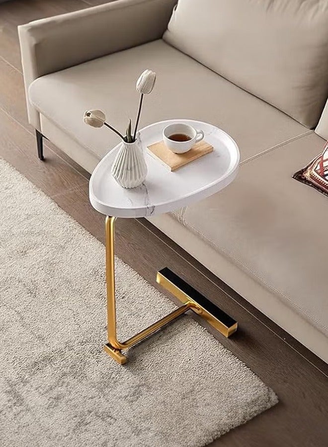 Snooe Coffee Table,Sofa Side Table,Double Layer C Shaped Square side table on wheels,coffee table for living room sofa,Suitable for study, living room, bedroom - Image 5