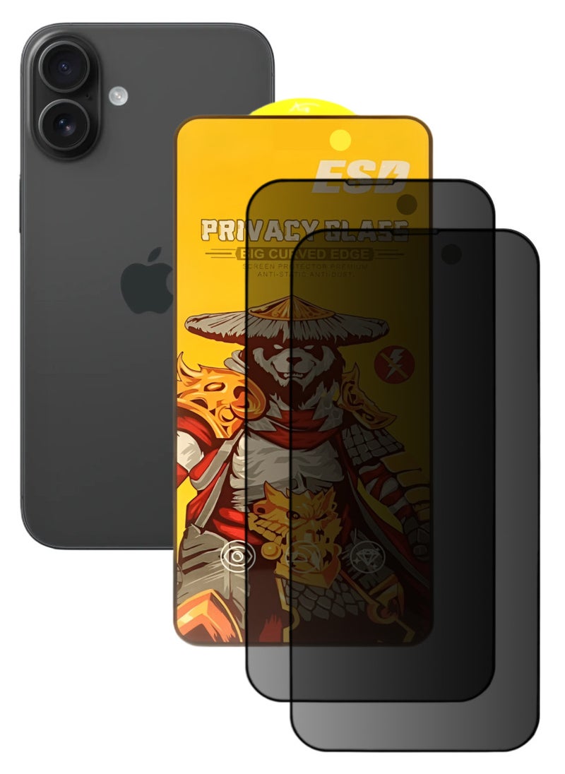 ESD 2 Pieces Tempered Dustproof Privacy Glass Screen Protector Compatible For iPhone 16 - Image 1
