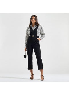 FAV Solid Jumpsuit with V-neck and Pockets  - Image 2