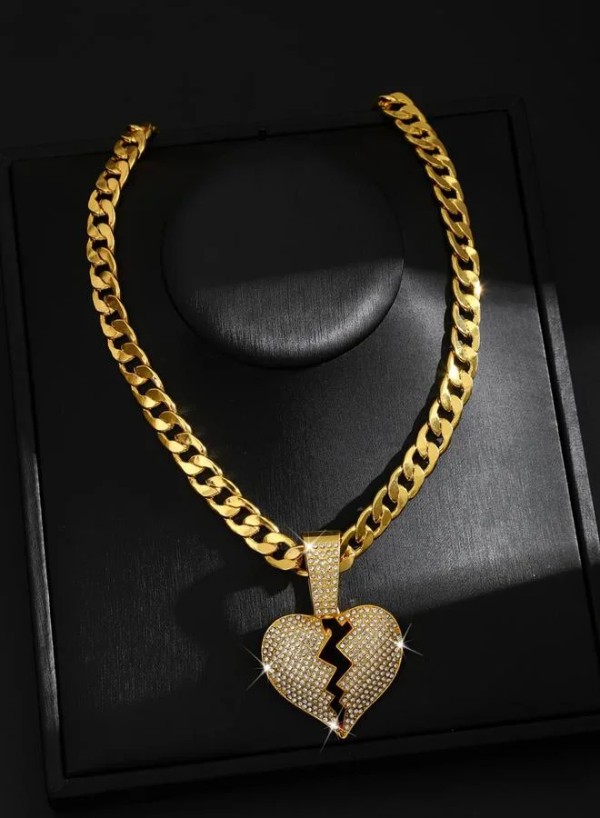 تايك تو قلادة مزينة بدلاية قلب مكسور للرجال