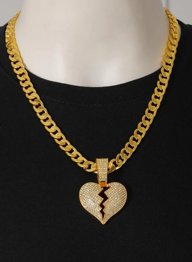 تايك تو قلادة مزينة بدلاية قلب مكسور للرجال