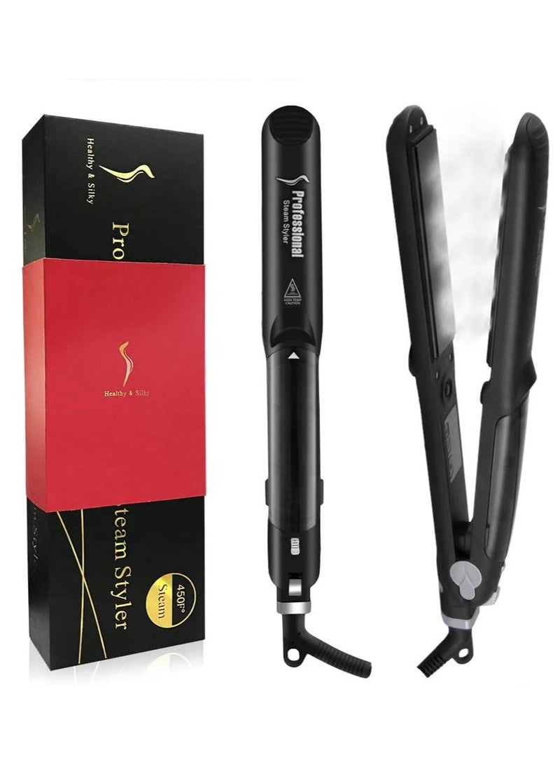 Professional Steam Hair Straightener Ceramic Vapor Hair Flat Iron Seam Fast Heating Tourmaline Curler Steamer Hair Styling Tool - Image 1