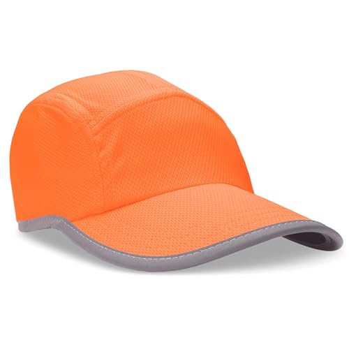 Headsweats Womens Performance Reflective Race Hat for Running and Outdoor Lifestyle Baseball Cap, Orange Reflective - Image 1