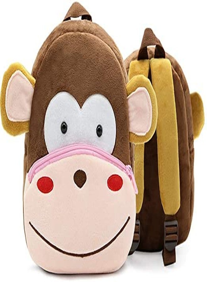Delicado Cute Small Toddler Kids Backpack Plush Cartoon Mini Children School/Nursery/Picnic/Travelling Bag for Baby Girl Boy Age 1-5 Years (BrownMonkey_Bag) - Image 1