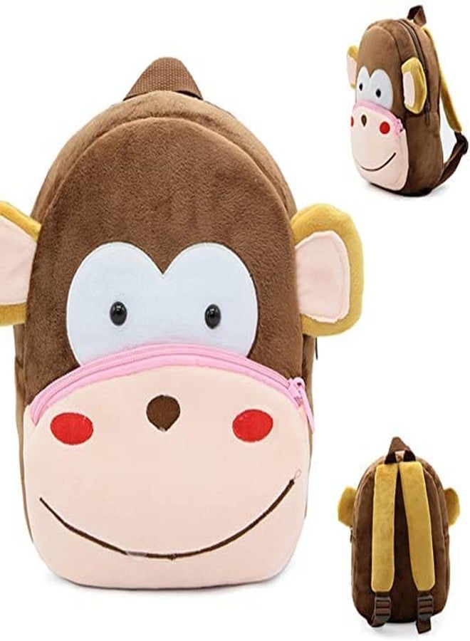 Delicado Cute Small Toddler Kids Backpack Plush Cartoon Mini Children School/Nursery/Picnic/Travelling Bag for Baby Girl Boy Age 1-5 Years (BrownMonkey_Bag) - Image 4