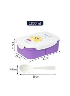 Monster Lunch box 3 compartments with spoon 1800ML purple white  - Image 1